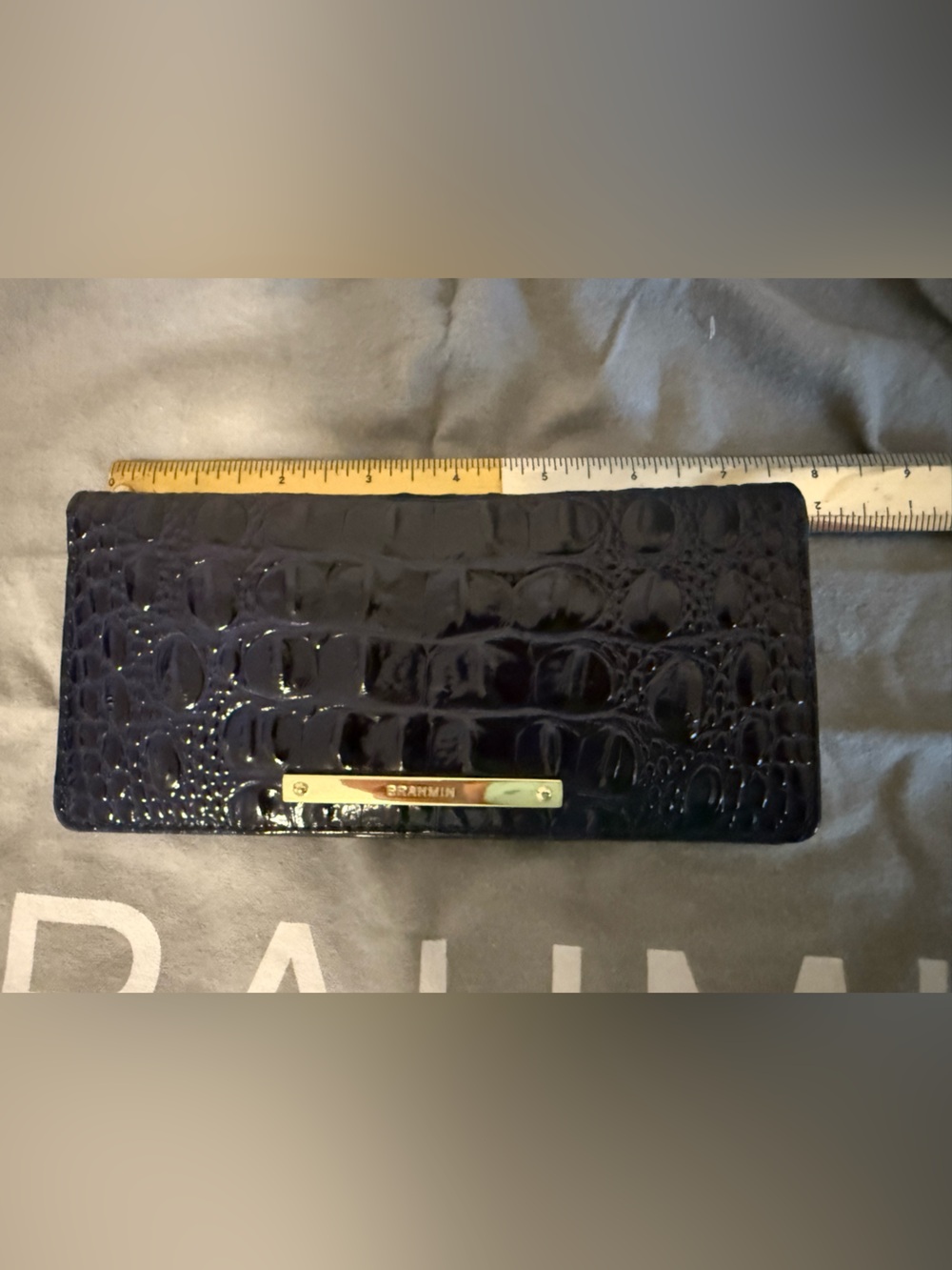 Brahmin Patent Croc-Embossed Wallet - Navy